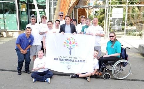 Opening ceremony (James Toseland with Special Olympics athletes) (2)